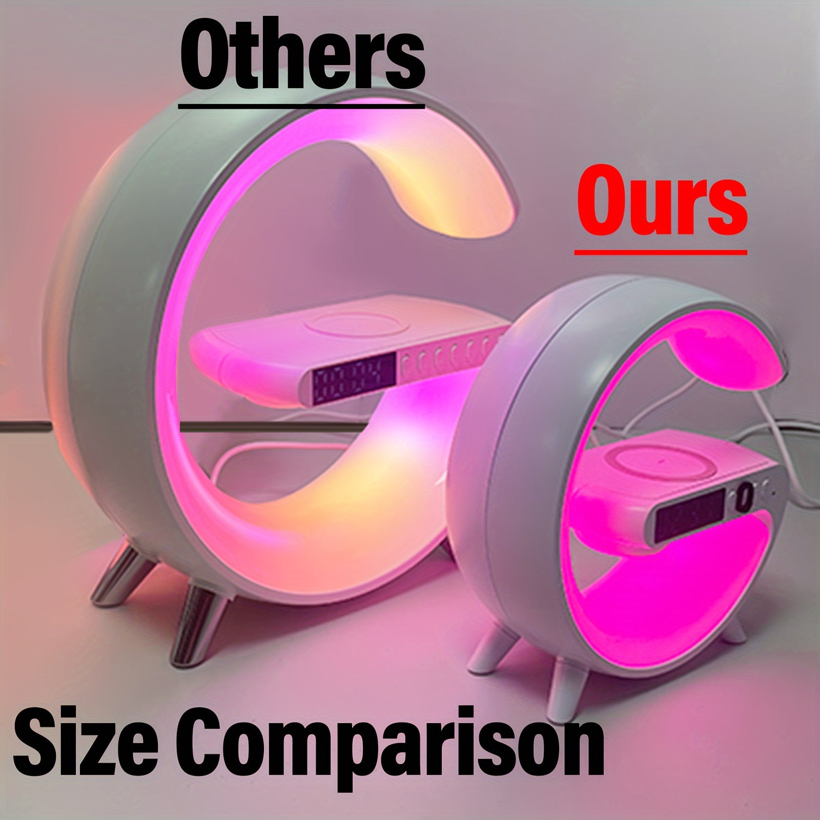 Wireless Charger Stand with RGB Lights Alarm Clock and Speaker for Bedroom and Living Room Decor