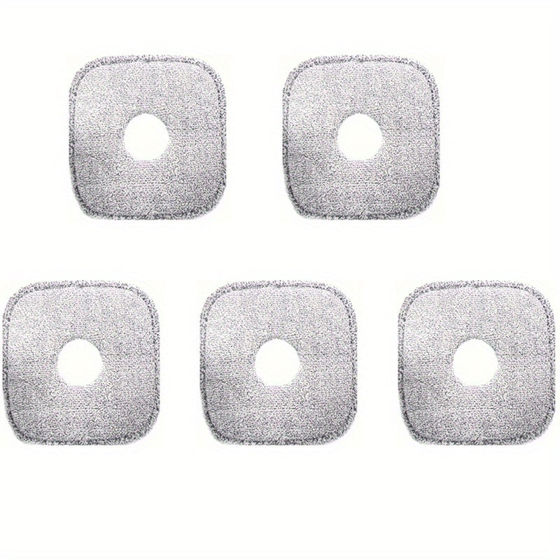 5 ta Qo‘l bosimli aylanuvchi mop mato to‘plami: Samarali ifloslik ajratish uchun qalin sintetik toladan tayyorlangan, Kvadrat va doira shakllarini o‘z ichiga oladi, Kundalik tozalash uchun yopishqoq aksessuarlar bilan jihozlangan - 5 dona