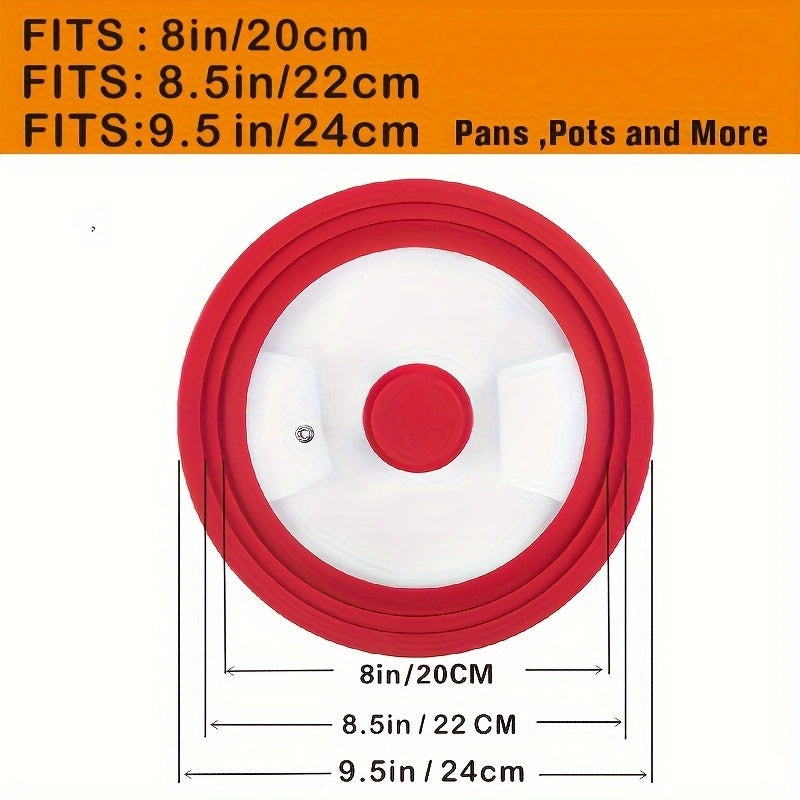 20-28cm qovurilgan panlar uchun silikondan qoplangan universal temperli shisha qozon qopqog'i
