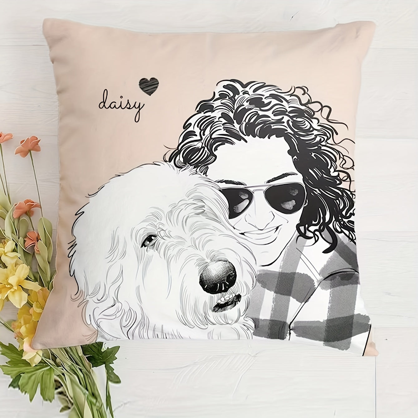 Personalized Pet Photo Throw Pillow Cover Soft Knitted Cozy Home Decor Gift