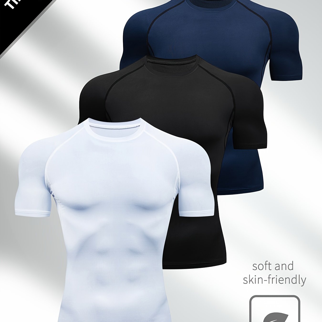 Men's Compression Shapewear Tops Short Sleeve Moisture-Wicking Fitness Workout Shirts