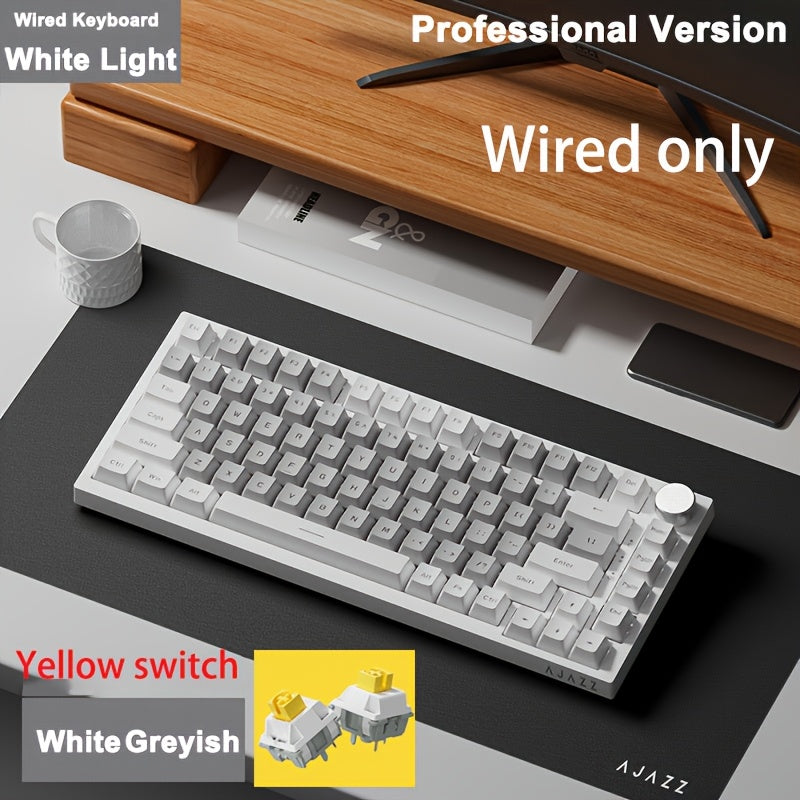 75% Wired Mechanical Gaming Keyboard with Volume Knob RGB Backlit PBT Keycaps Ergonomic USB-C