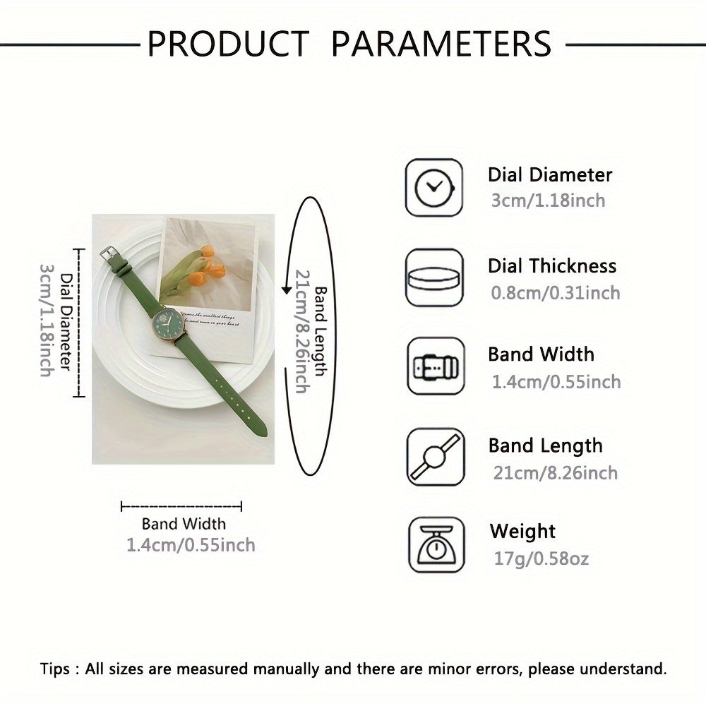 Women's Daisy Design Watch and Charm Bracelet Set with Faux Leather Strap and Digital Display