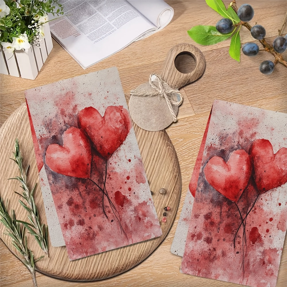Valentine's Day Kitchen Towels Set 2 Coastal Design Absorbent Polyester 40x60 cm