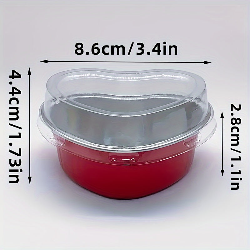 50 Heart-Shaped Aluminum Foil Cake Cups with Lids for Valentine's Day Weddings and Birthdays