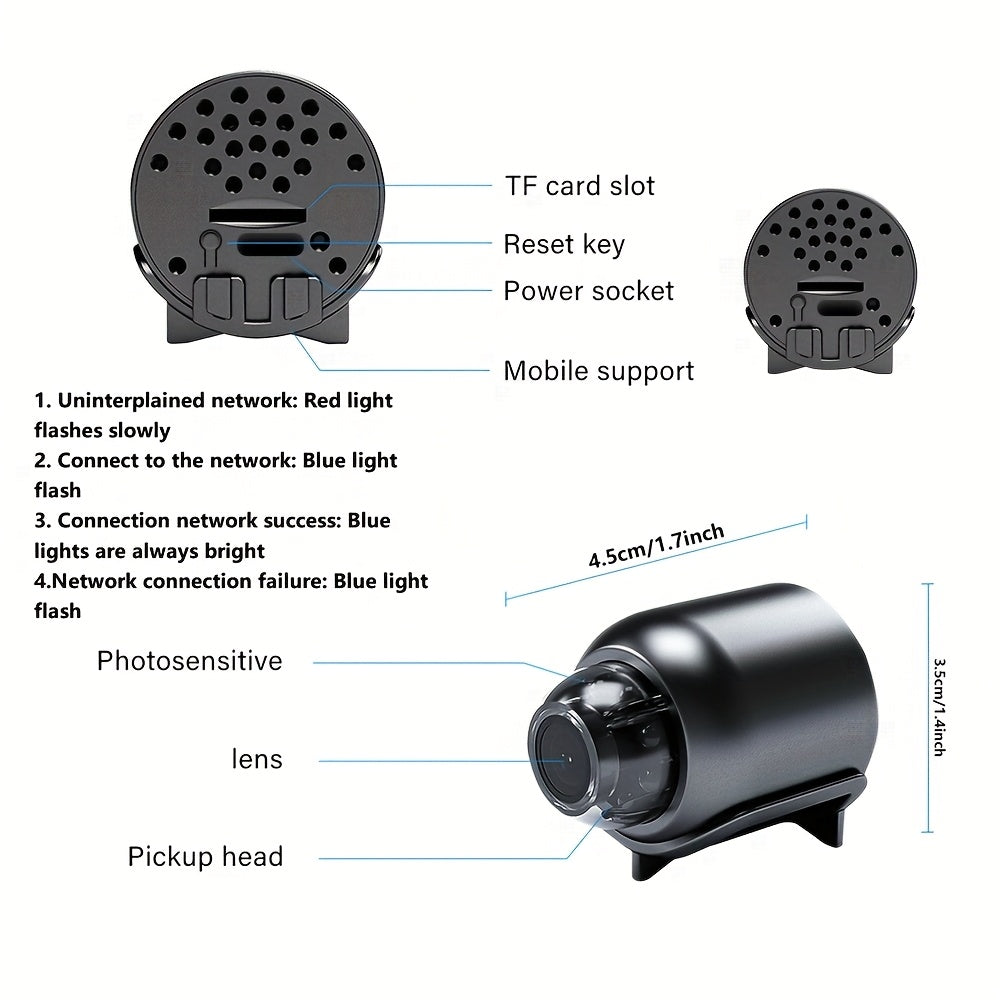 Small WiFi Security Camera 480P HD Motion Detection Remote Viewing USB Powered
