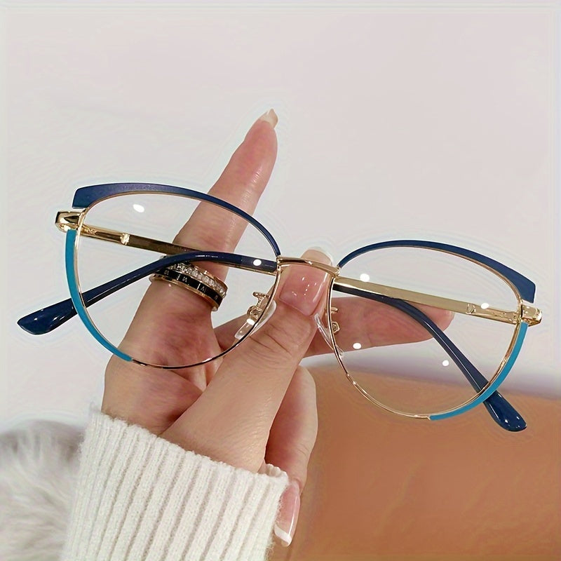 Gafas de mujer con forma de gato fotocromáticas con montura de metal en bloques de color para uso al aire libre y casual