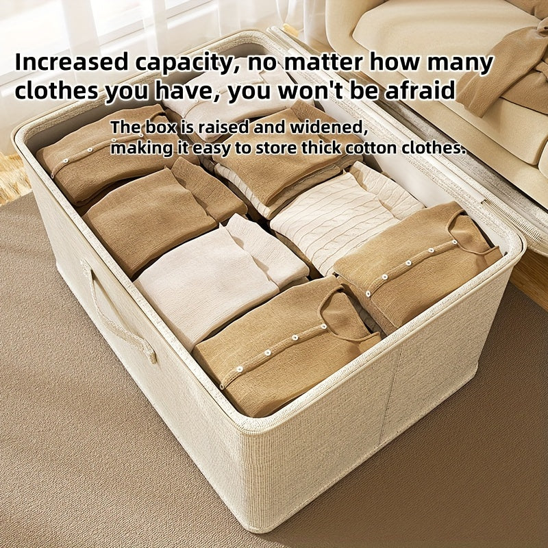 Oxford Cloth Storage Box with Lock Collapsible Clothes Organizer Under-Bed Wardrobe Partition