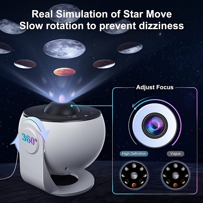 Galaxy Projector Light with 360° Rotation and 12 HD Star Film for Bedroom Decor
