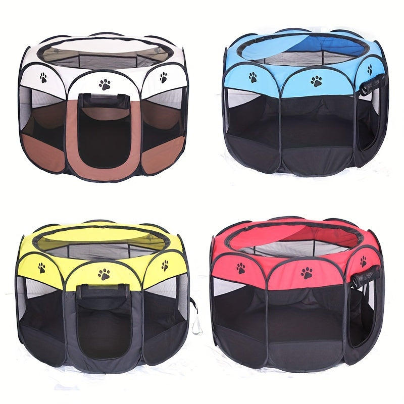 Eight-Sided Foldable Pet Cage for Dogs and Cats Made of Durable Oxford Cloth