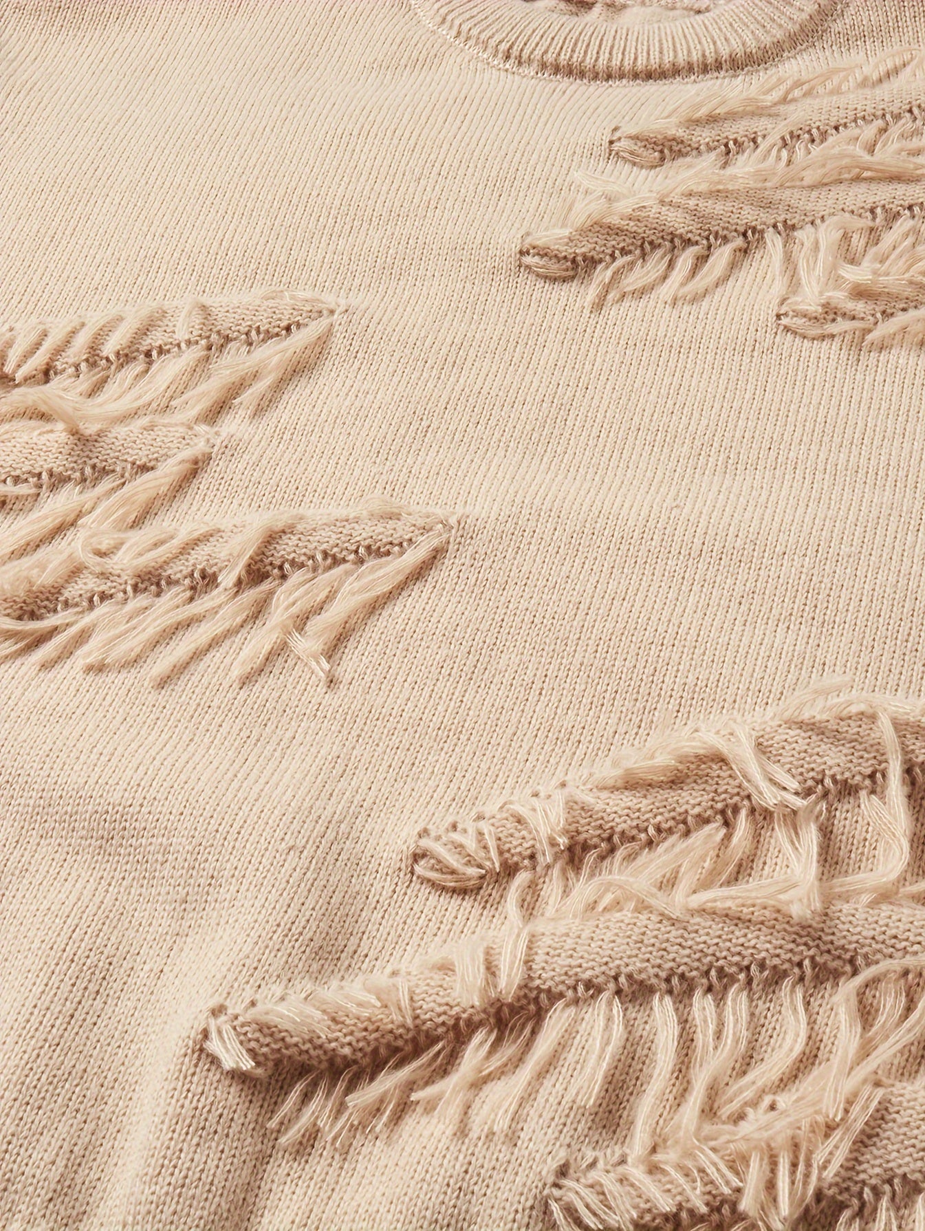 Men's Knit Sweater Long Sleeve Crew Neck Casual Fall Winter Solid Polyester Distressed