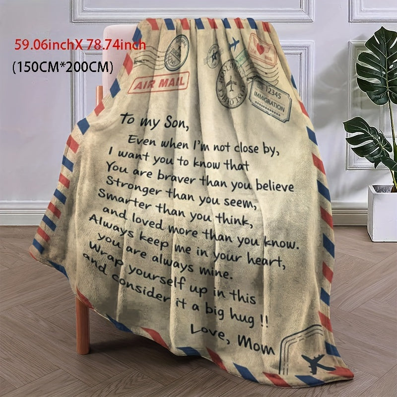 All-Season Flannel Throw Blanket for Couch Bed Travel with Encouraging Messages