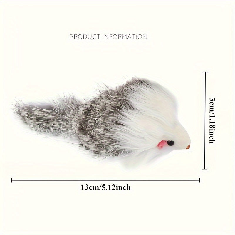 5-Piece Cat Toy Set Interactive Plush Toys with Long-Haired Plastic Mice and Rabbit Skin Mouse