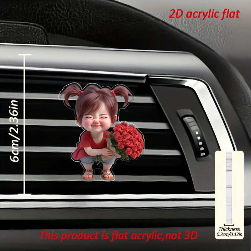 Cute Cartoon Car Air Vent Clip Acrylic Perfumed Fragrance Diffuser Pack