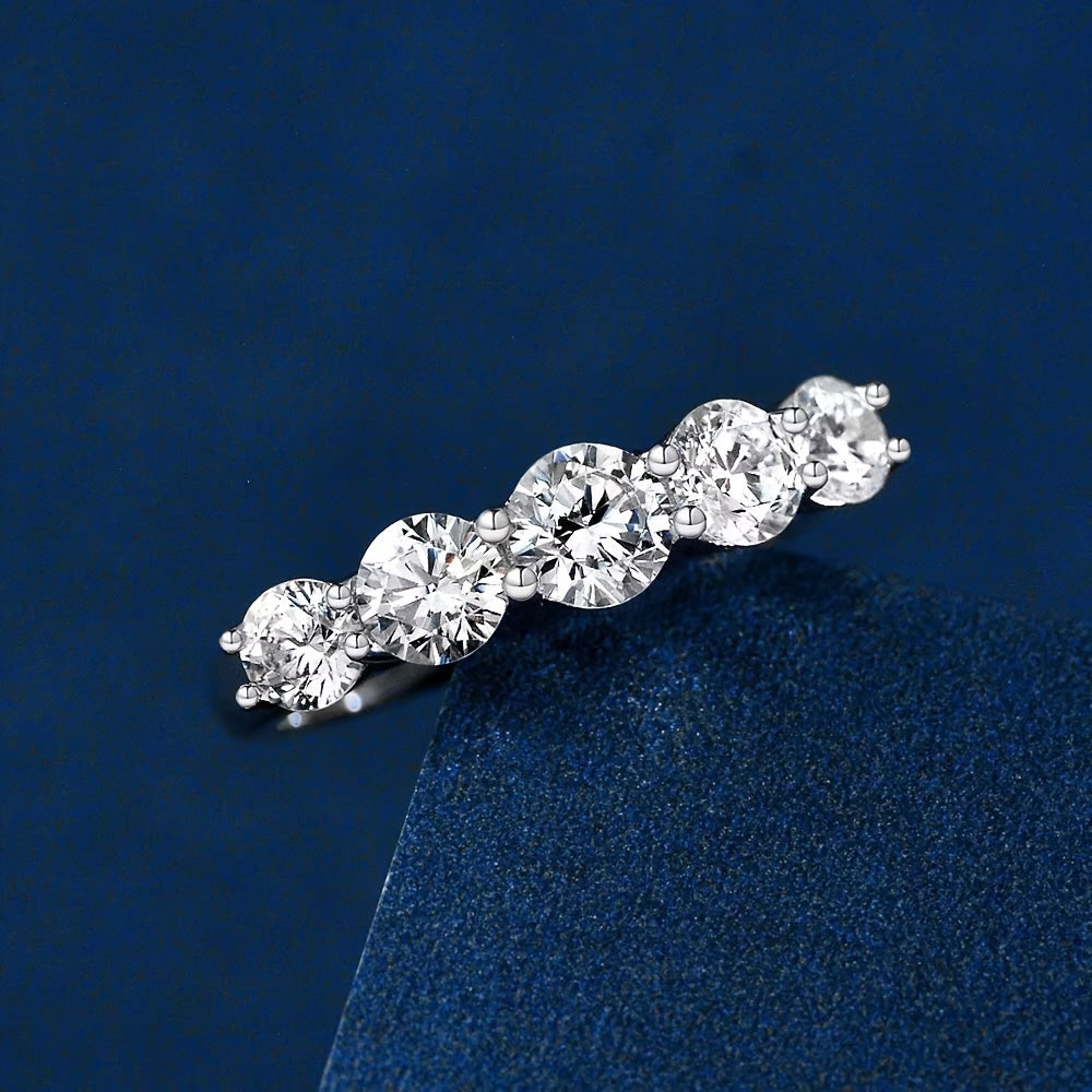 Sterling Silver Moissanite Band Ring 2.5ct 5ct Niche Design Jewelry