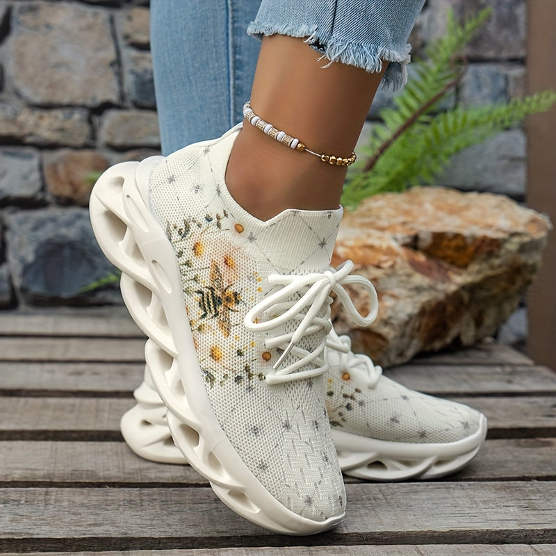 Ayollar uchun nafas oladigan tikuv sport poyabzali, kundalik, bog‘lamli, barcha mavsumlar uchun qulay