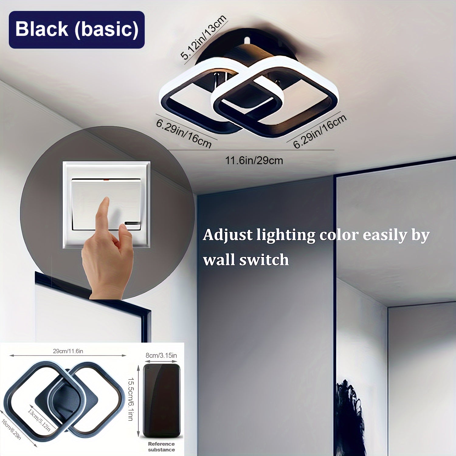 LED Flush Mount Ceiling Light with Adjustable Color Temperature Black or White