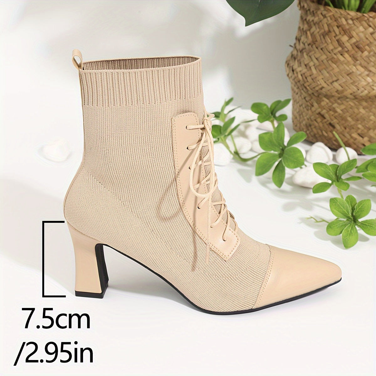 Women's Leather Ankle Boots Pointed Toe Buckle Elastic Western Winter