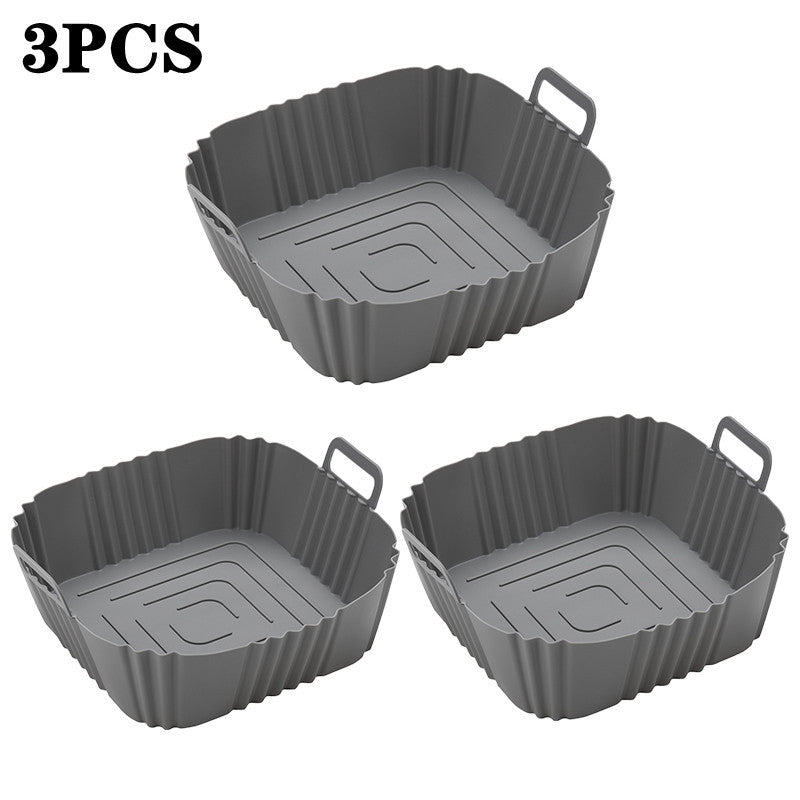 Set of 3 Non-Stick Silicone Air Fryer Baskets Food-Grade Oven-Safe Accessories