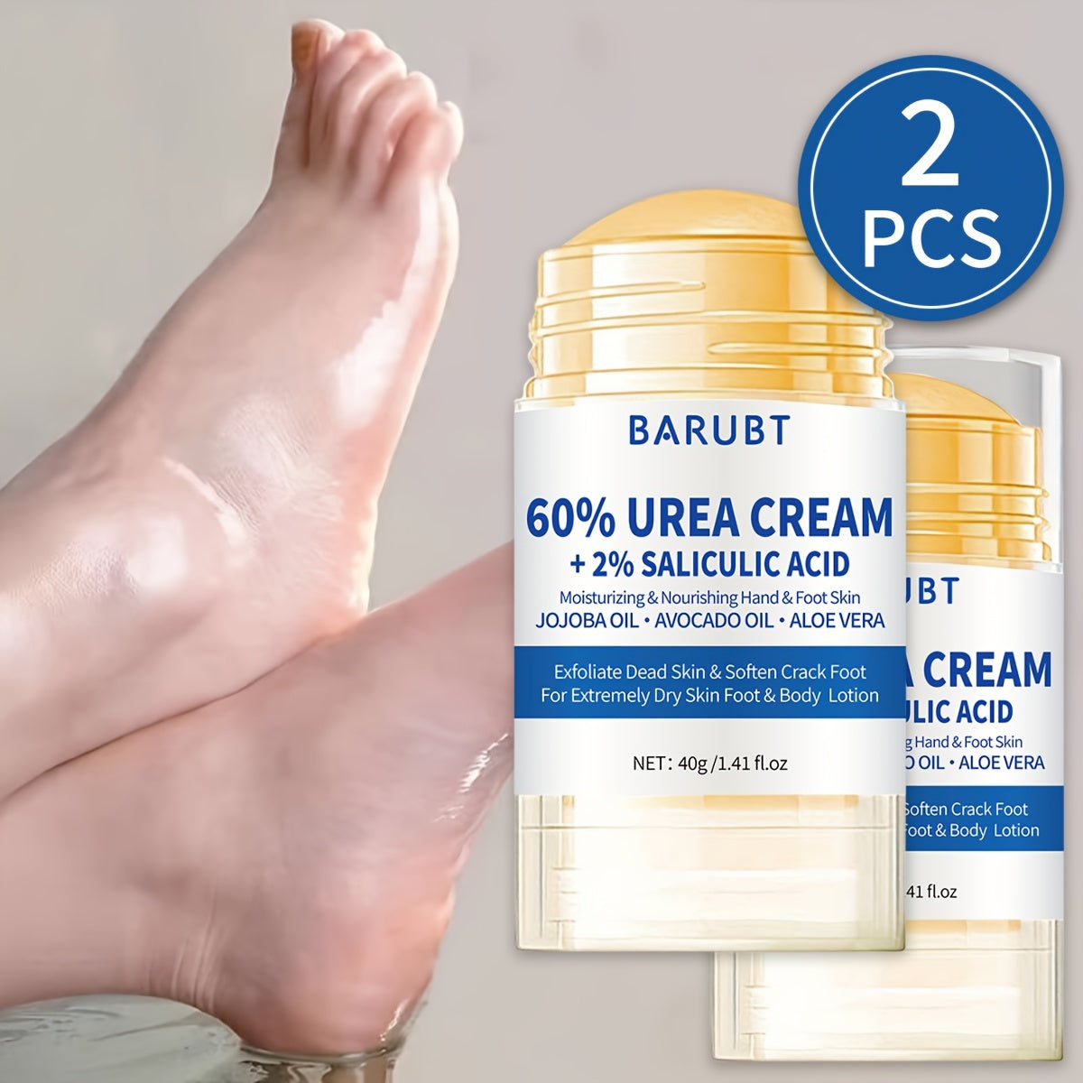 Hand and Foot Cream Pack for Dry Skin 60% Urea Salicylic Acid Light Beige