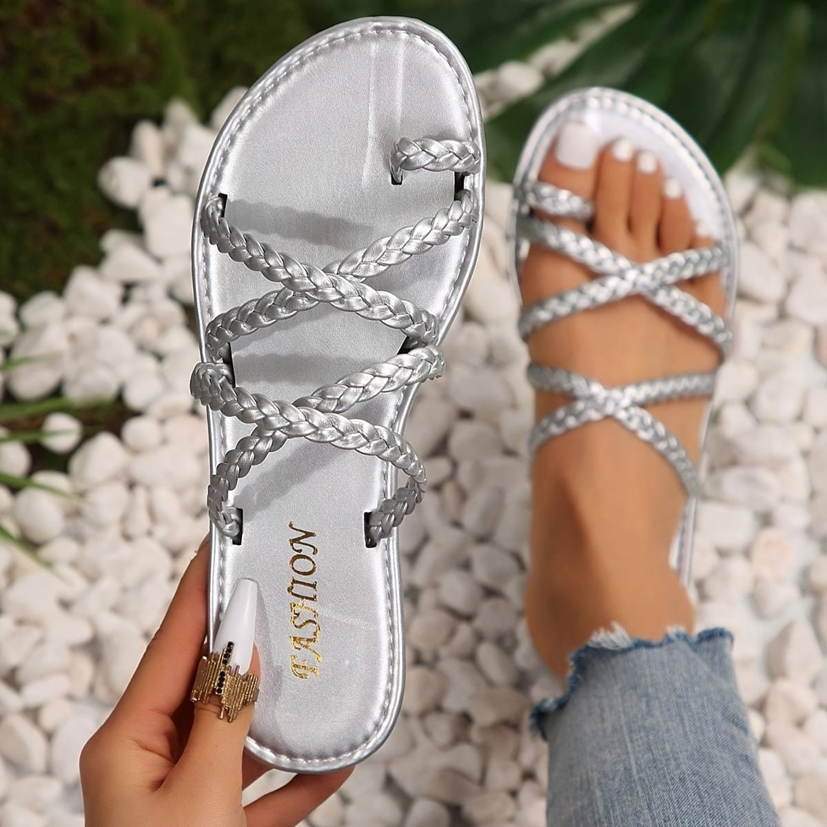 Women's Flat Sandals Beach Slippers Summer Large Size