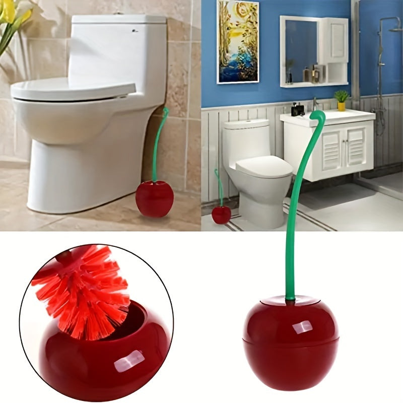 Cherry-Shaped Toilet Brush Set with Long Handle and Holder for Bathroom Cleaning