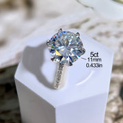 Sterling Silver Moissanite Engagement Ring Set 5ct Wedding Promise Jewelry