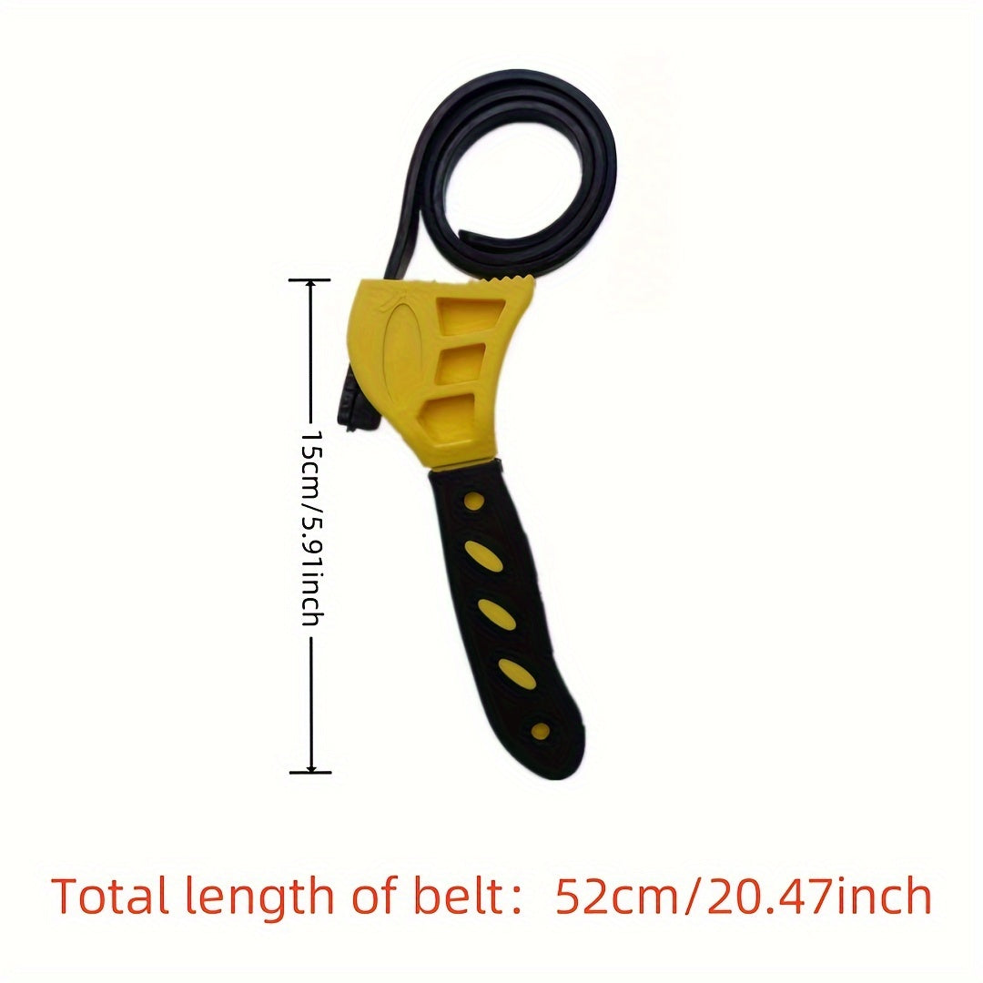Adjustable Rubber Belt Wrench for Bottle Opening, Pipe Tightening, and Engine Work