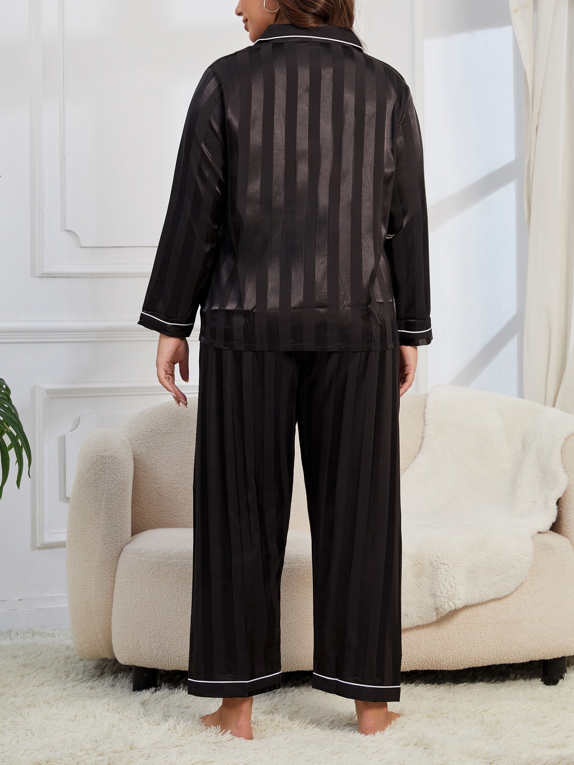 Women Long Sleeve Cotton Pajama Cardigan Set in Multiple Colors