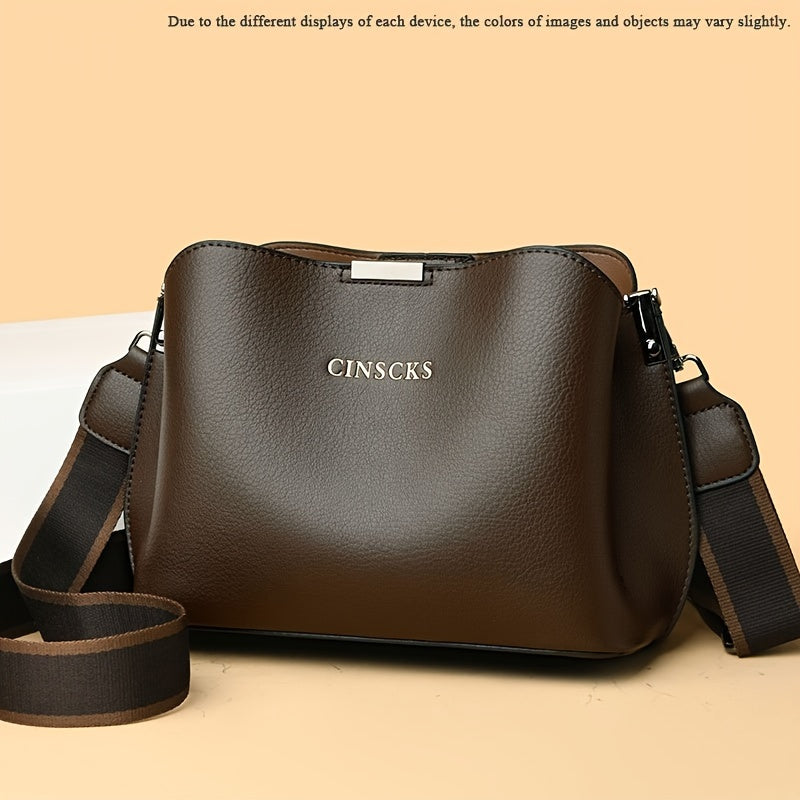 Women's Casual Water-Resistant PU Tote Bag with Detachable Shoulder Strap