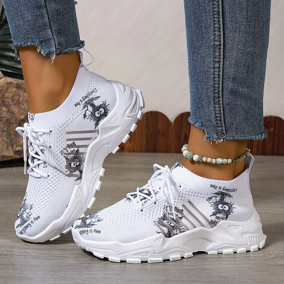 Women's Breathable Mesh Platform Sneakers Casual Running Shoes Plus Size