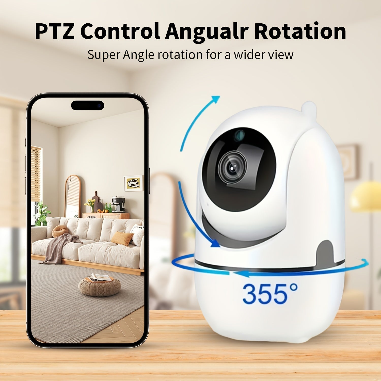 1080P HD Indoor Smart WiFi Security Camera with Two-Way Audio and 355° Rotation