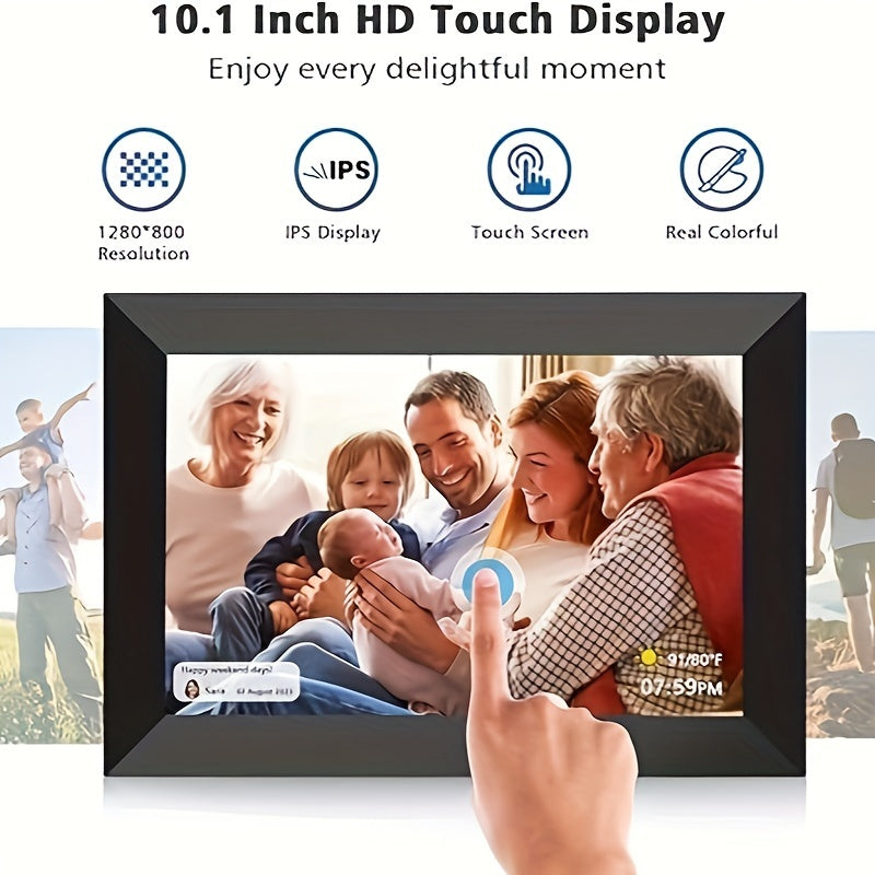 10.1 Inch WiFi Digital Photo Frame with 16GB Storage IPS Touchscreen Auto-Rotate for Cloud Sharing