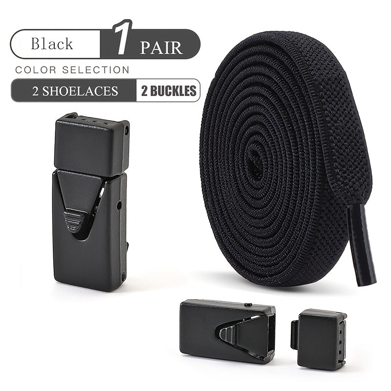 Unisex Elastic Shoelaces Set with Buckles for Sneakers and Canvas Shoes