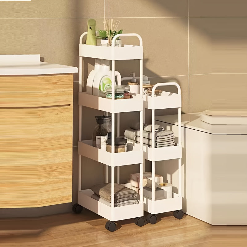 White 5-Tier Storage Rack on Wheels for Kitchen Bathroom and Living Room