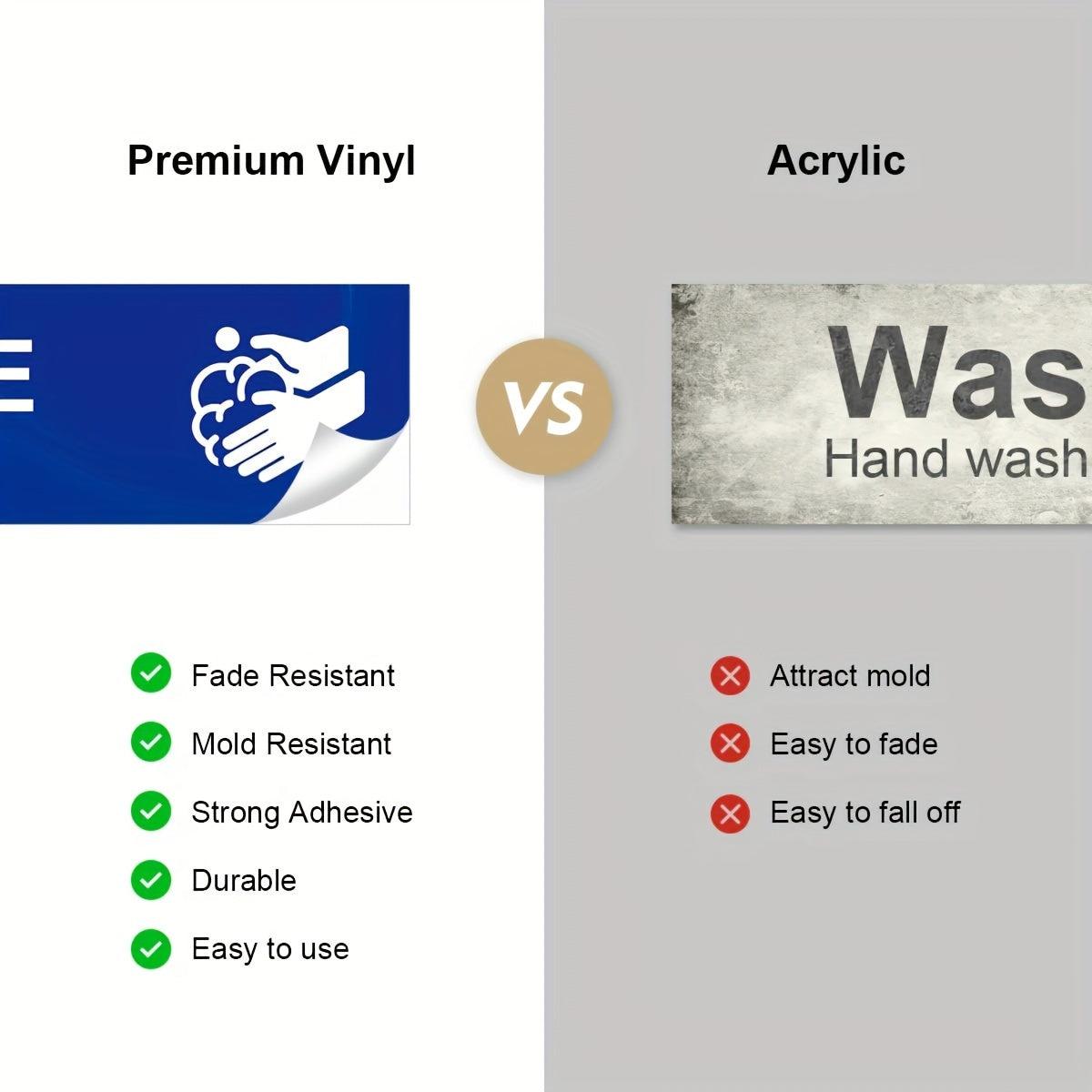 Water Resistant Paper Adhesive Signs for Kitchen Sink Labeling Set for Restaurants Food Trucks and Dishwashing Stations