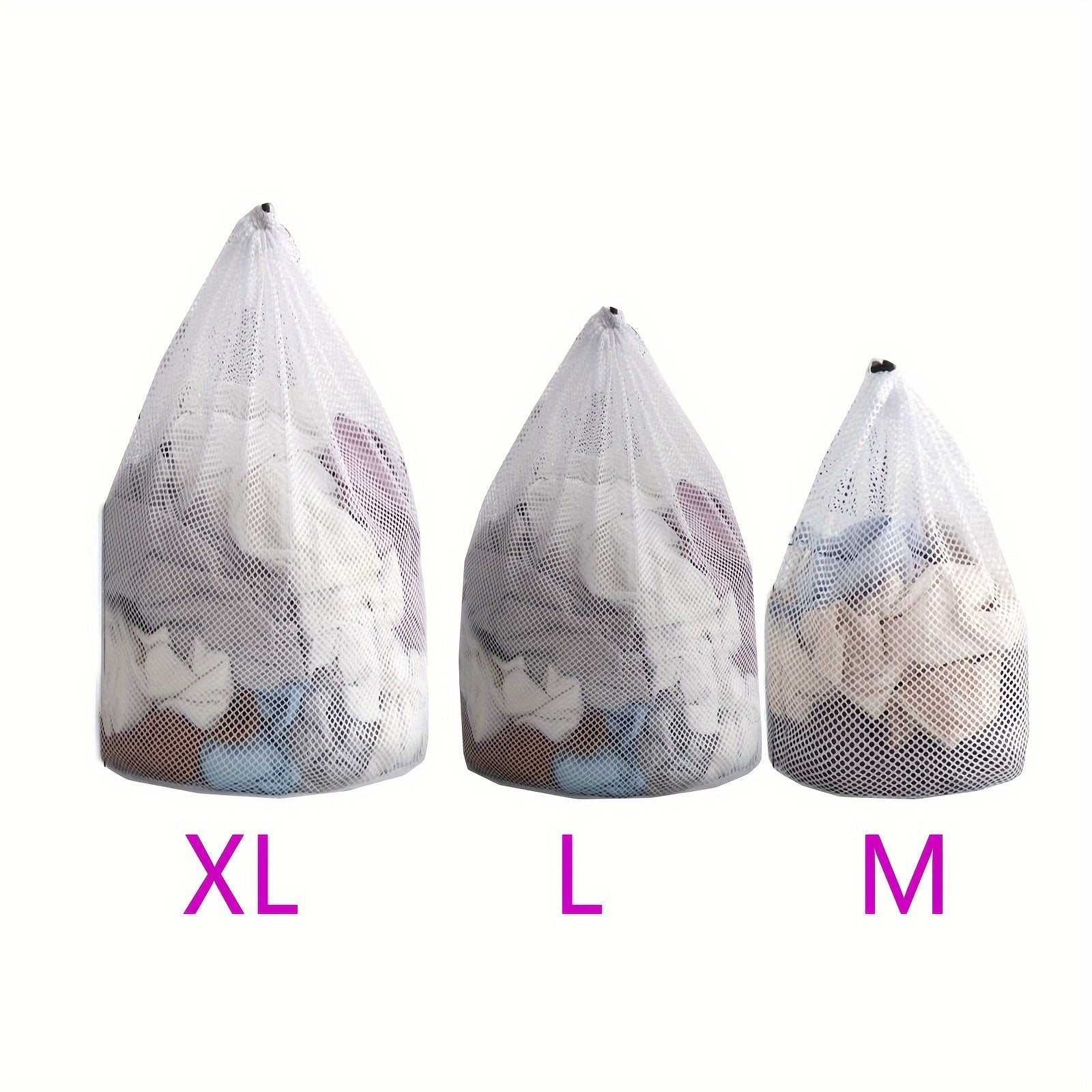 Mesh Laundry Bags Set, Polyester, Large, Drawstring Closure, Machine Washable