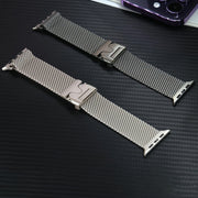 Correa de malla Milanesa de acero inoxidable para reloj Apple Watch resistente al agua, duradera y segura