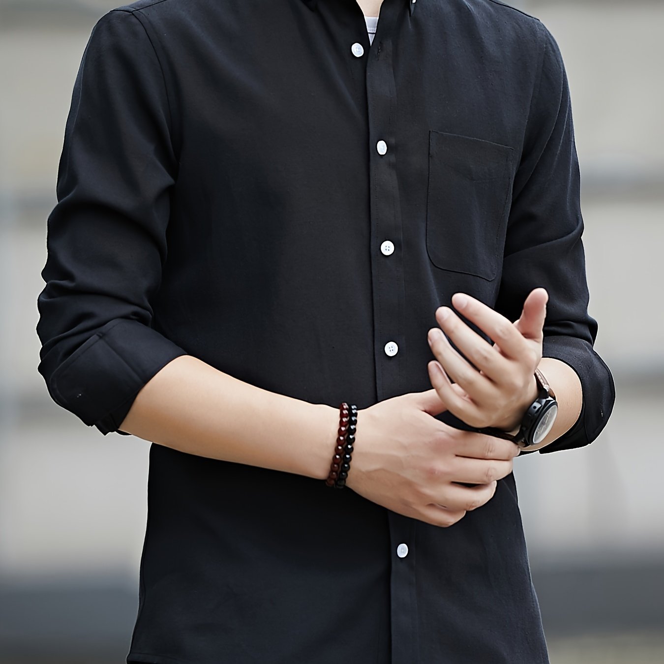 Men's Slim Fit Cotton Blend Oxford Shirt Long Sleeve Solid Casual Office Wear