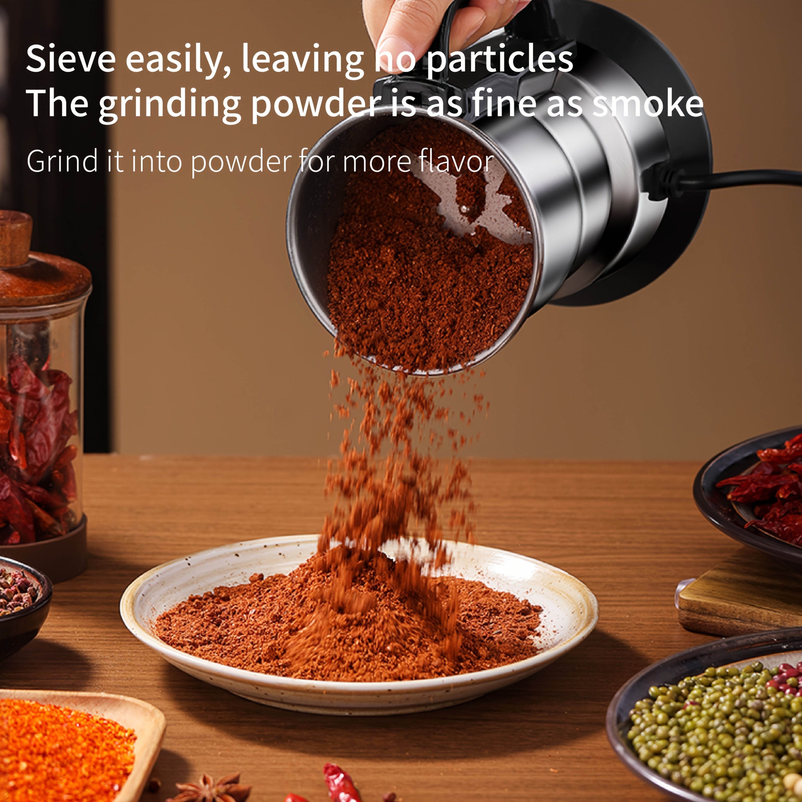 Мини-электрическая кофемолка для дома с однокнопочным управлением, защитой от перегрева, измельчением специй и зерен