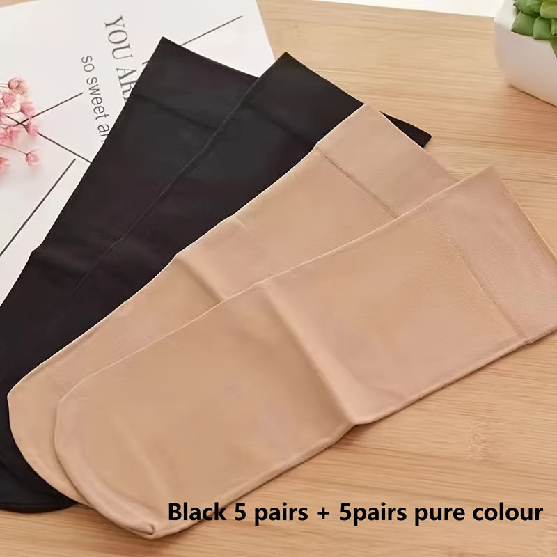 10 Pairs Breathable Elastic Tube Socks Soft Durable Solid Color for Travel