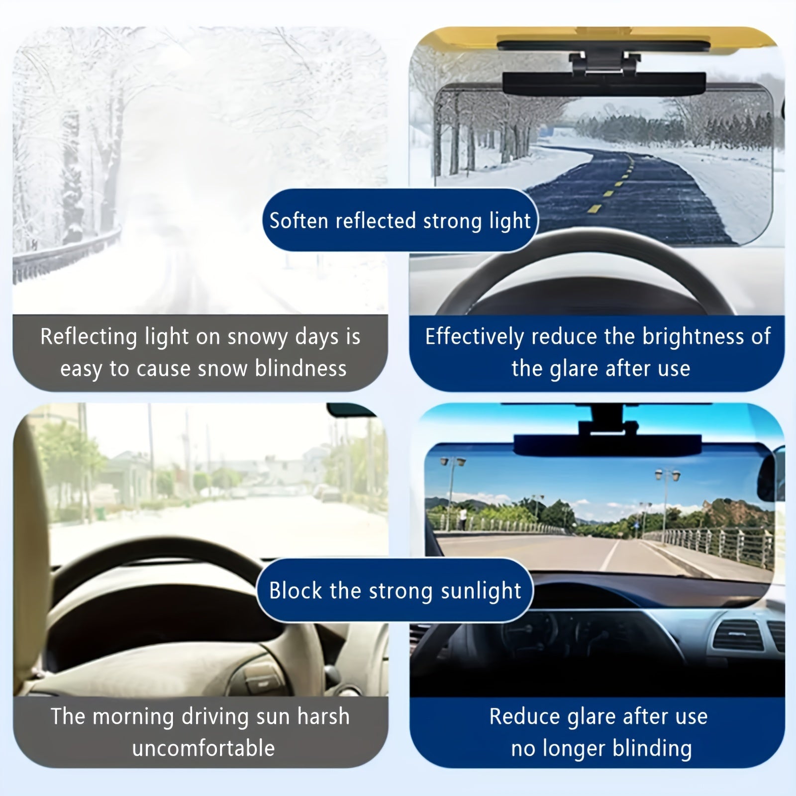 Car Sun Visor Acrylic Sunshade With Adjustable Buckle UV Protection