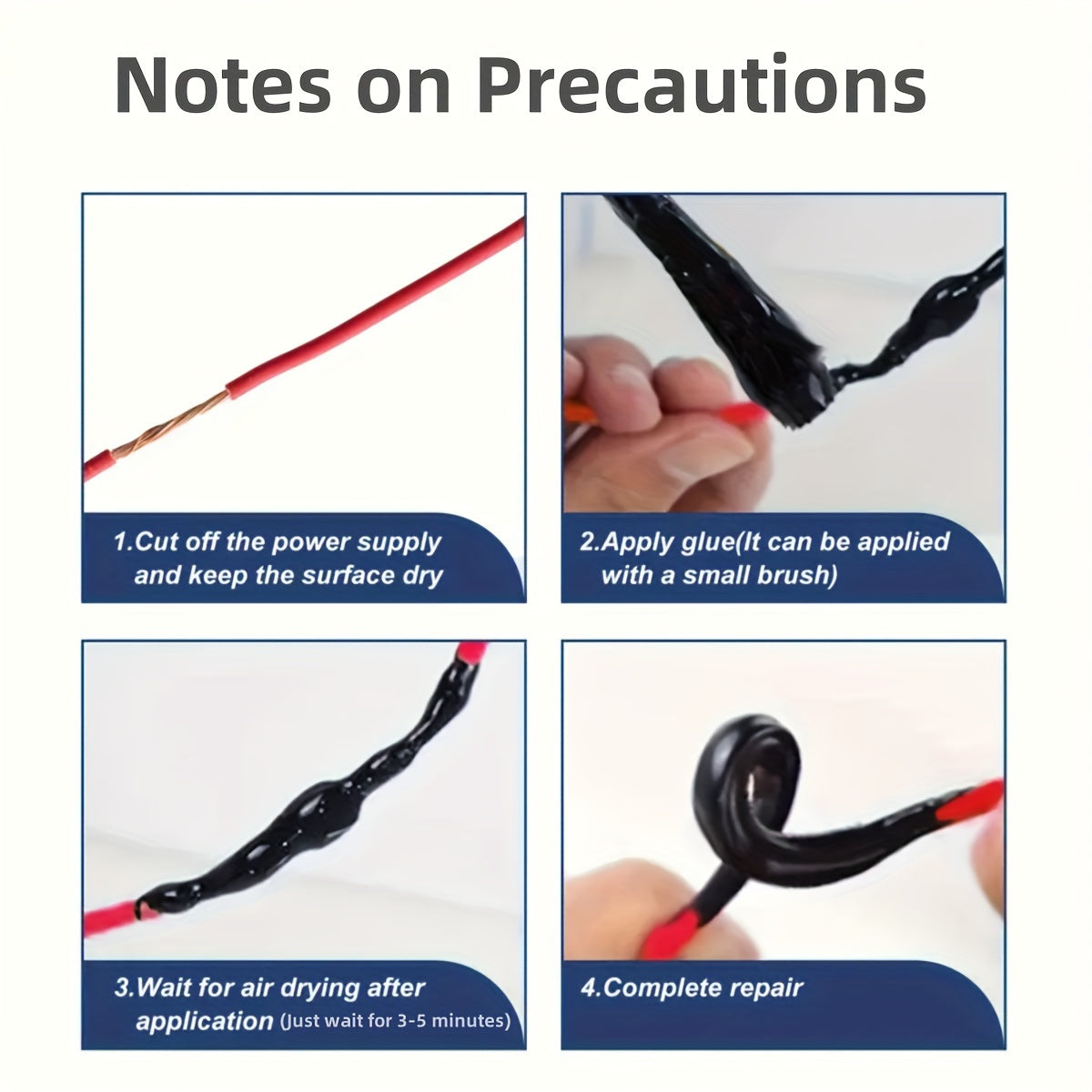 Liquid Insulating Tape for Electrical Wire Repair Waterproof Silicone Rubber 30ml 50ml