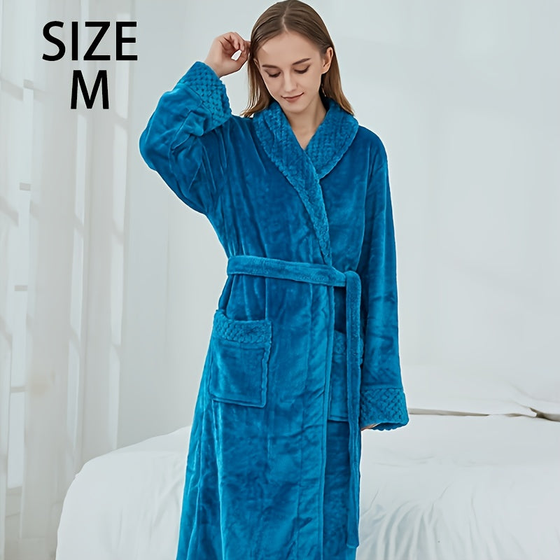 Unisex Flannel Bathrobe for Autumn Winter Cozy Nightwear Home