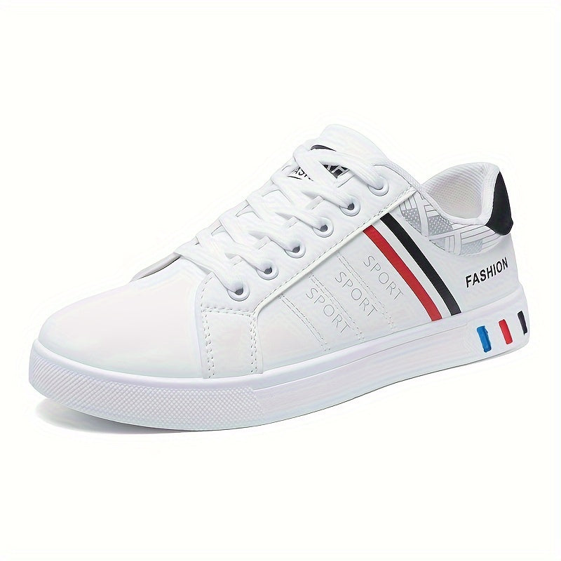 Women's Colorblock Letter Print Lightweight Casual Sneakers Low Top White Shoes