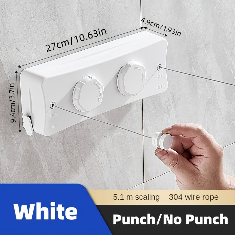 Adjustable 5.1m Stainless Steel Retractable Clothesline for Indoor Balconies