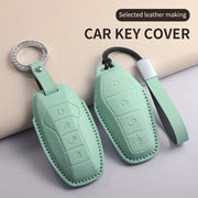 Car Key Cover Leather Case with Diamond Accent for Light Blue Green Purple Models