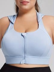 Women's Plus Size Sports Bra Front Zip High Support Seamless Running Yoga Gym