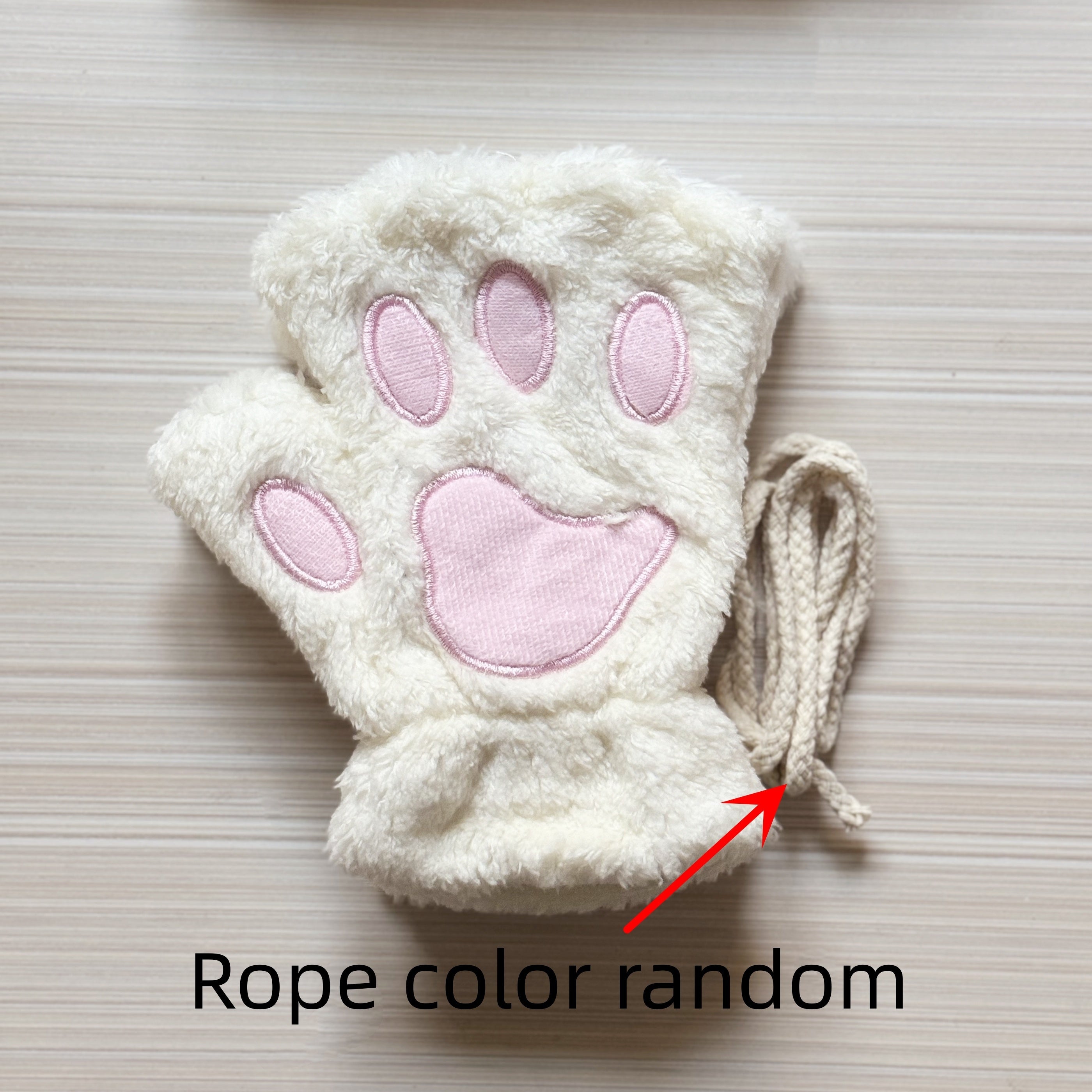 Cute Cat Claw Plush Gloves for Women Warm Fuzzy Half Finger Autumn Winter