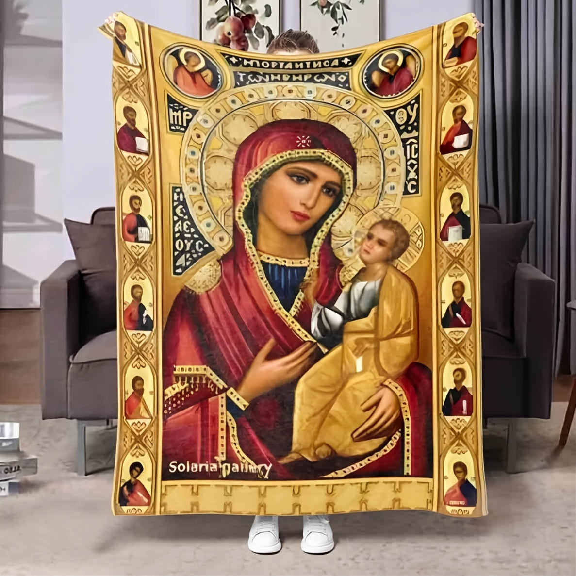 Digital HD Print Throw Blanket Geometric Pattern Hypoallergenic All-Season Warm Decorative